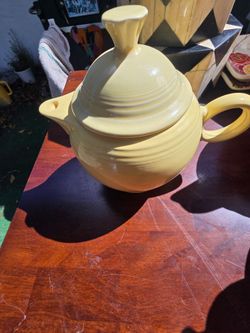 Vintage Yellow Ceramic Teapot with Lid