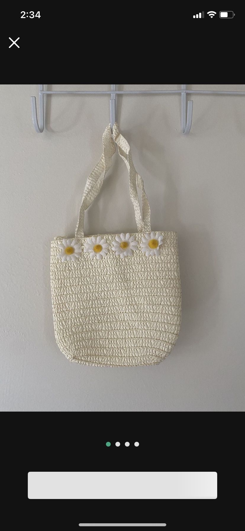 Cute Hello Summer White Straw Handbag / Bag with Daisy Details - For Girls 🎄