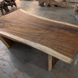 Live Edge Monkey Wood Coffee Table 59"