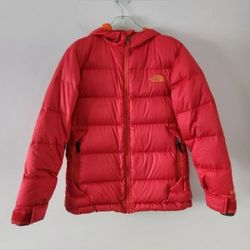 The North Face 600 Down Filled Hood Red Puffer Jacket Coat Women Med Kids XL 18