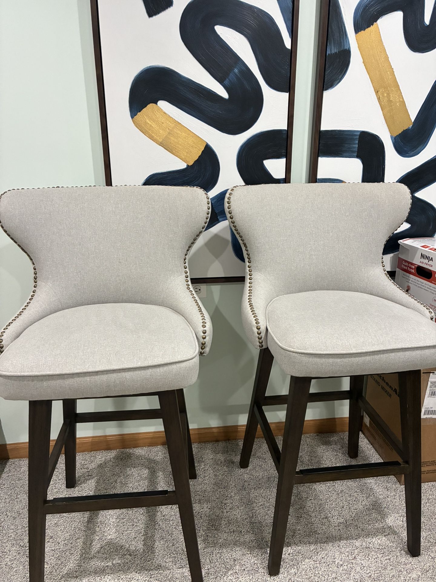 Walter Smithe Swivels Tufted Bar Stools X2