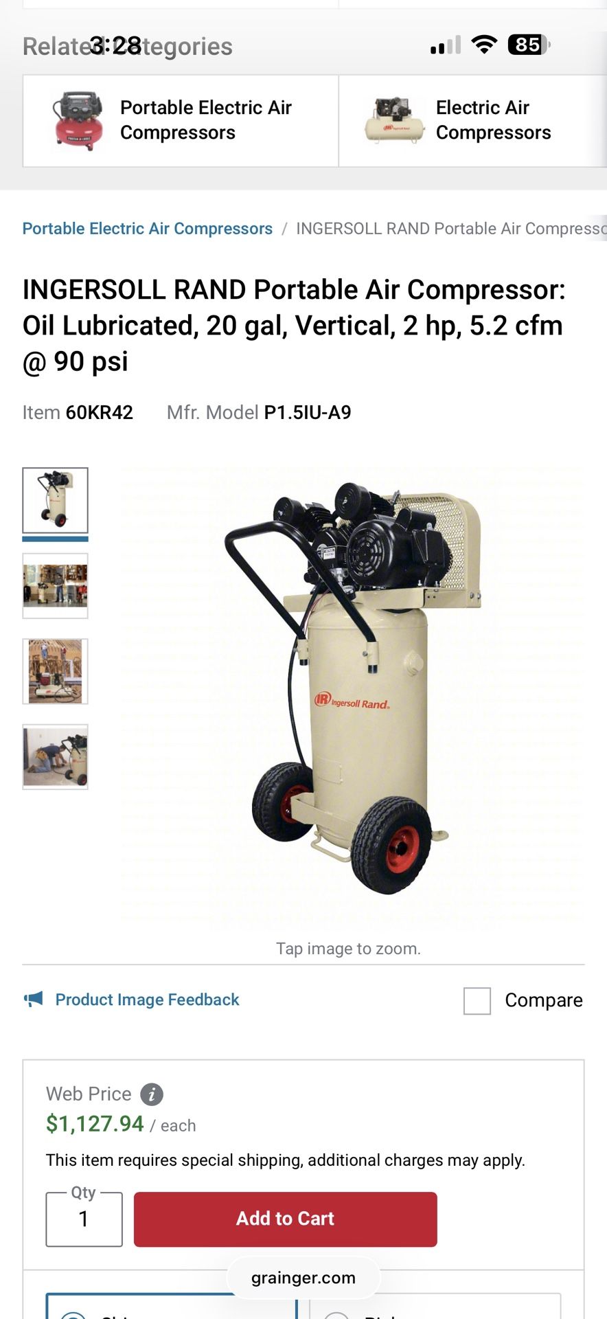 Ingersoll Rand Air Compressor 600 Tools OBO 