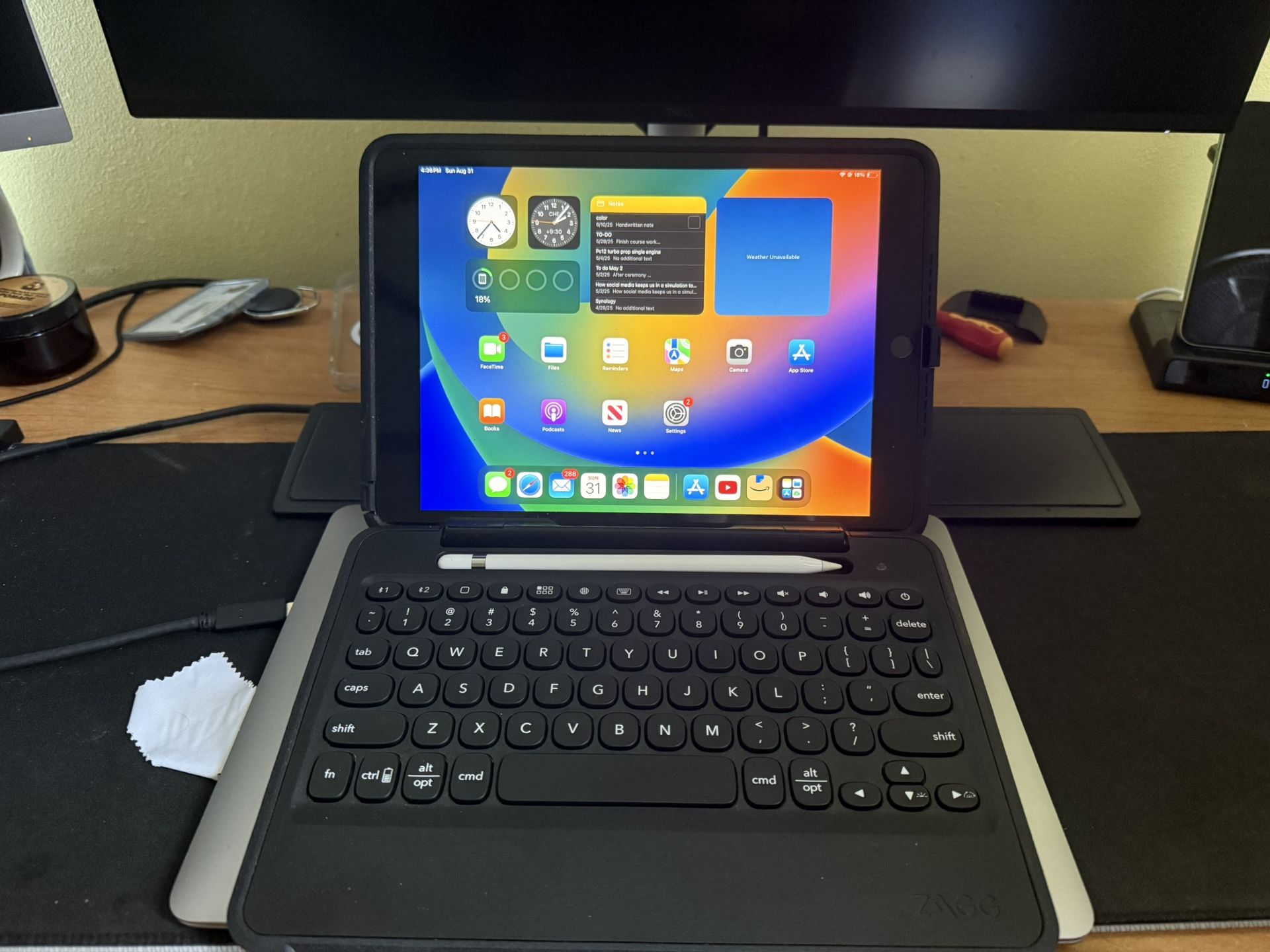 iPad 9 with Apple Pencil and Zagg Case
