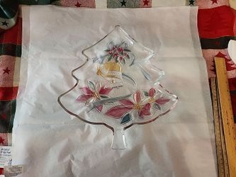 Christmas Tree Dish, Fused Glass, 11"x13.5"