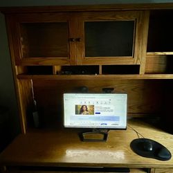 Solid Oak Two Piece Desk - Very Sturdy