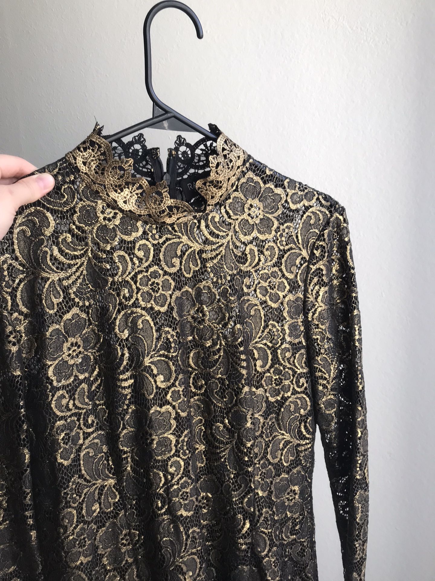 Rachel Zoe black & gold Midi dress Size 6