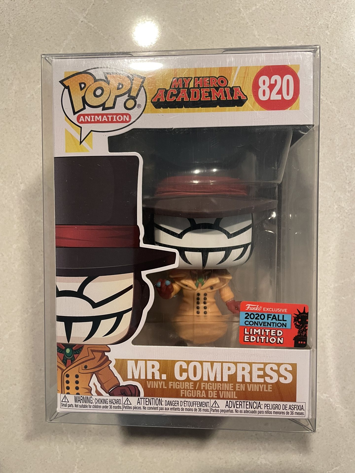 Mr Compress Funko Pop *MINT* 2020 NYCC Fall Convention Exclusive MHA My Hero Academia 820 with protector