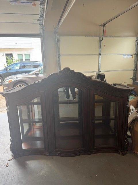 "Ornate Dark Wood Curio Cabinet
