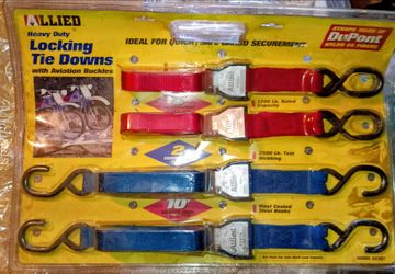 ALLIED HEAVY DUTY LOCKING TIE DOWNS MODEL 52381 BLUE AND RED COLOR