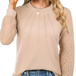 Beautiful Lace Sleeve Waffle Knit Top