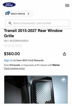 Transit 2015-2017 rear window grille