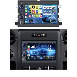 4G+64G] Car Radio for Ford F150 2004-2008: 7'' HD Touch Screen Stereo with Wireless CarPlay Android Auto Bluetooth 5GWiFi GPS FM RDS SWC Backup Camera