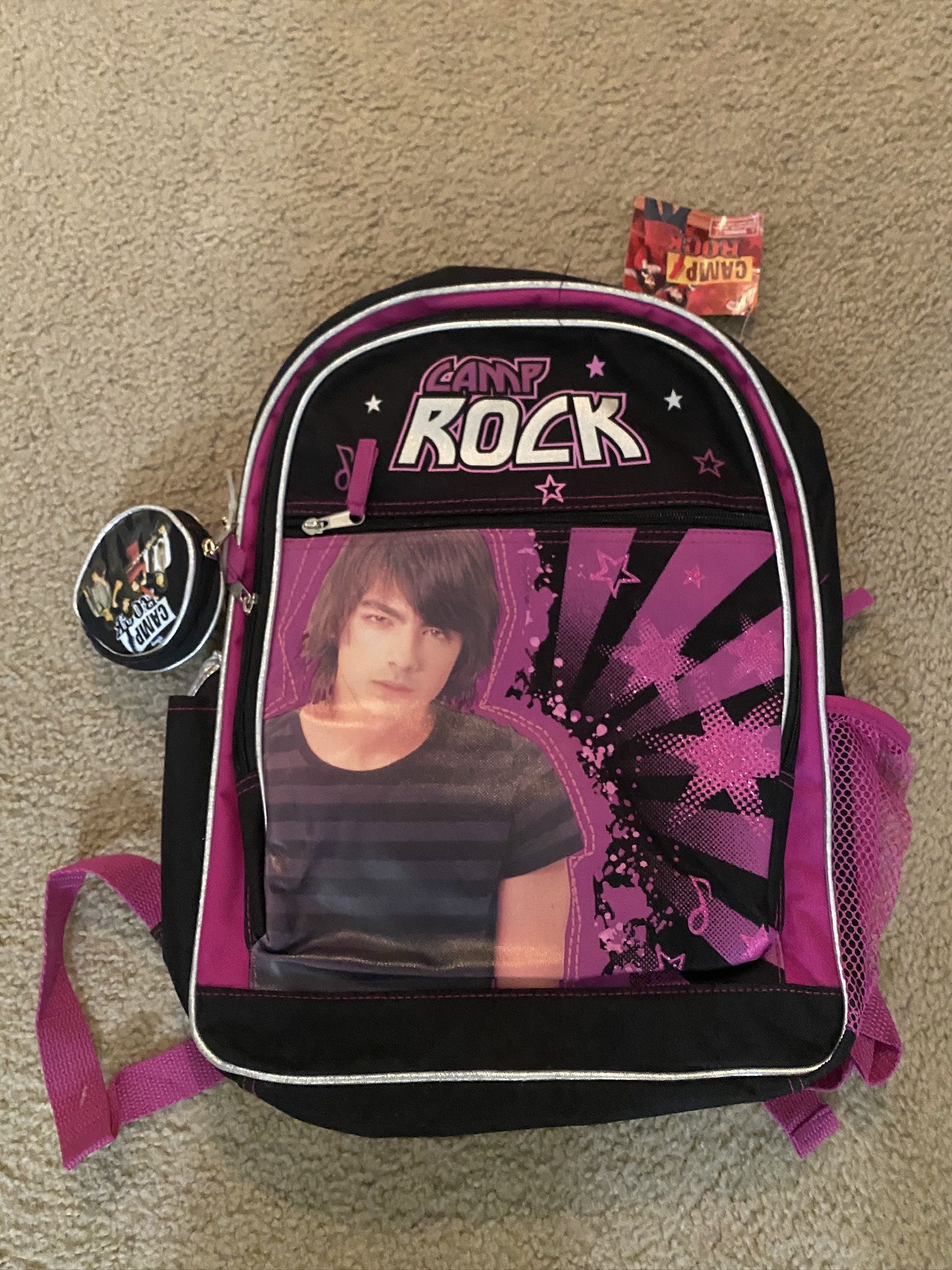 Camprock Joe Jonas backpack purple and black with coin purse NEW With Tags