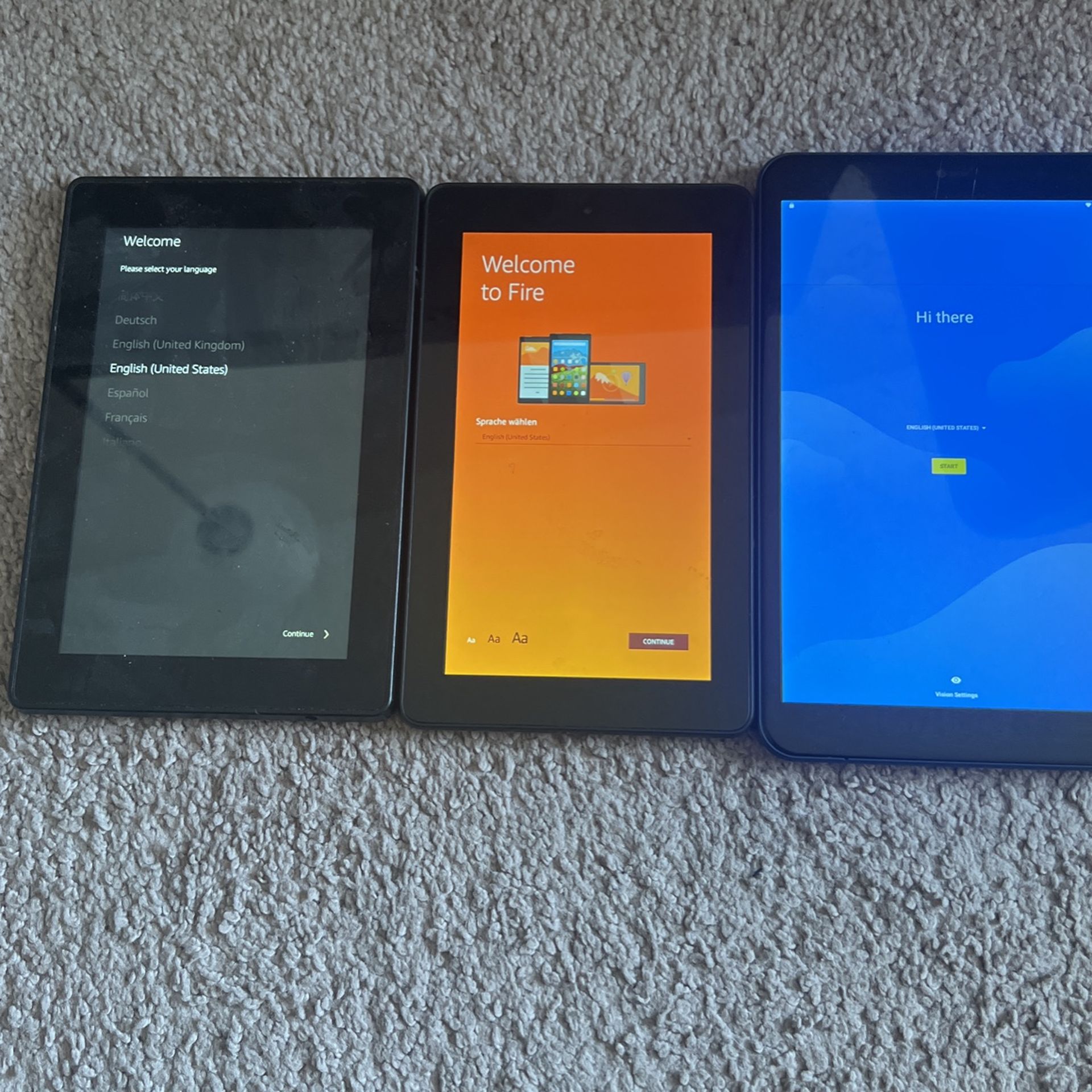 2 Amazon Kindle Fires And A ONN. Android Tablet