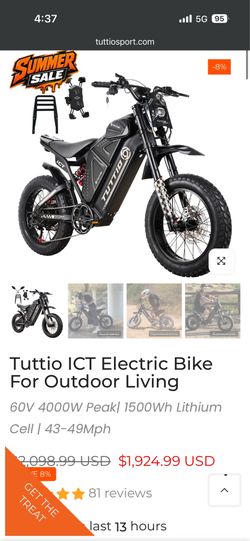 Tuttio ICT Electric Bike For Adults 60V System · 4000W Power · LG Cells