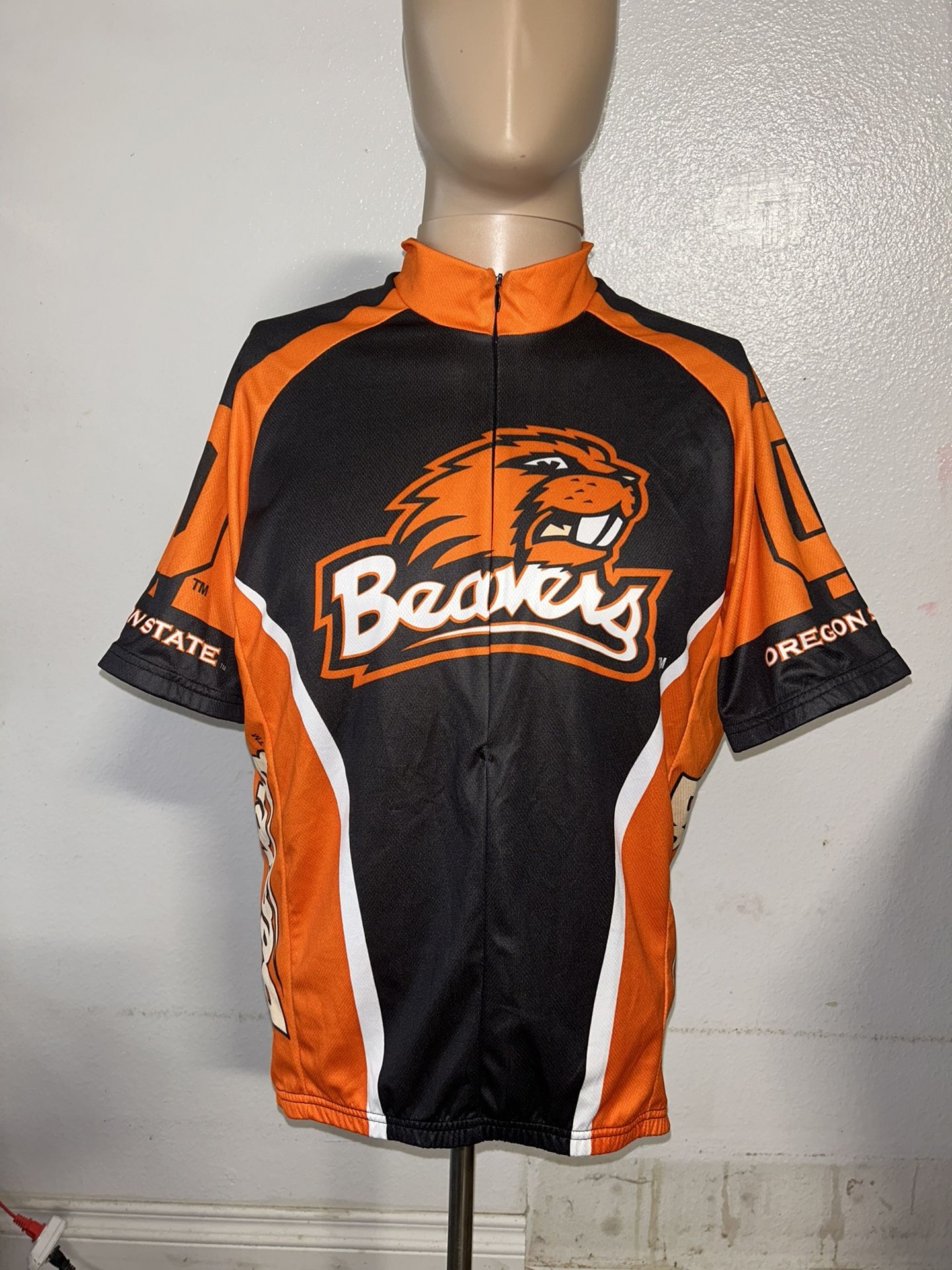 Cycling Jersey Oregon State University Beavers 3/4 Zip Men’s Orange Sz L