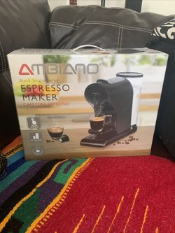 NIB BLACK AMBIANO SINGLE SERVE EXPRESSO MAKER CAFETERA ESPRESSO 1450W NRFB