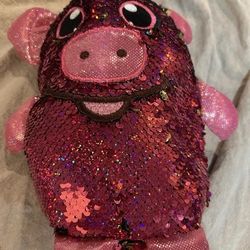 Shimmeez 9" Polly Pig Sequin Plush Stuffed Animal, Hot Pink & Gold Color Change