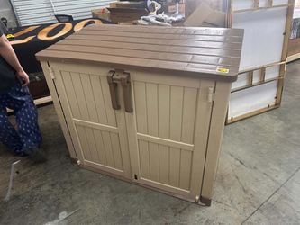 LHBcraft Waterproof Outdoor Storage Box 36 Cu Ft with Lockable Doors,Portable Outdoor Storage Shed,Horizontal Outdoor Storage Cabinet for Garden,Brown