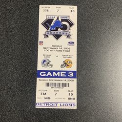 Detroit Lions Vs Packers Opening Day Winless Season Ticket Stub