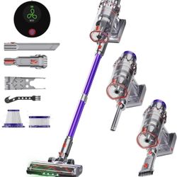 Cordless Vacuum Cleaner 600W 55Kpa Vacuum Cleaners for Home, Powerful Stick Vacuum Max 60Min. OLED Color Screen Anti-Tangled Vacuum Cleaner 1.6L for H