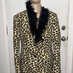 Opposuits Mens Blazer Jacket US 40 EU 50 Leopard Print Animal Artsy Disco Funky