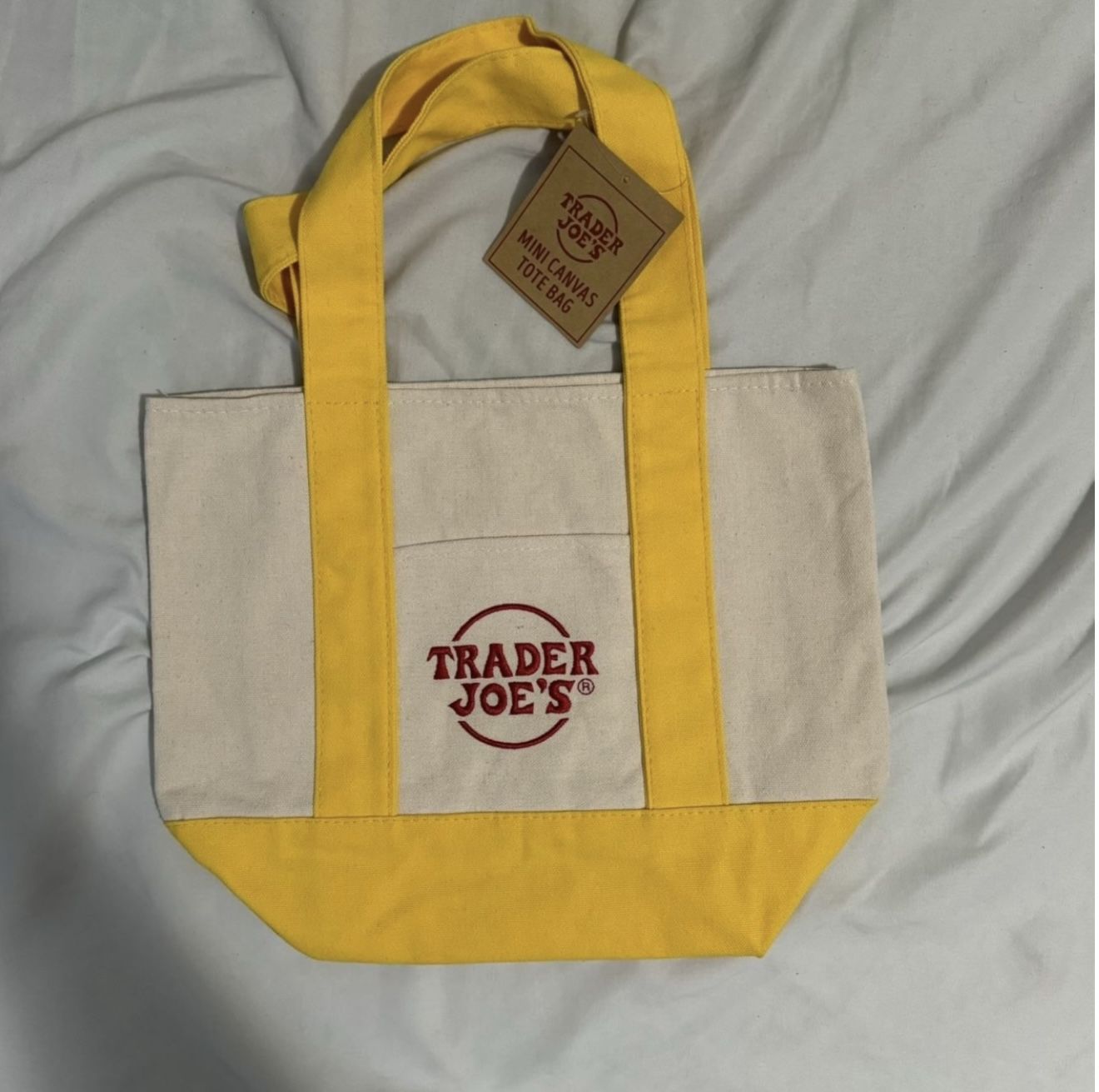 Trader Joe’s Yellow Mini Canvas Tote Bag New