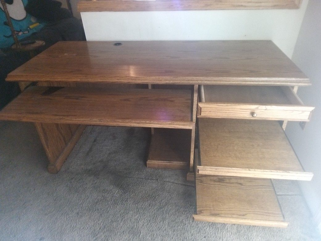 Solid Oak Computer Desk