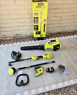RYOBI 18V HP Brushless Whisper Series Leaf Blower & Weed eater String Trimmer Attachment Capable KIT
