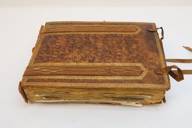 Antique Leather Bound Scrap Book