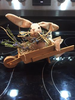 Easter spring primitive bunny decor - Blue