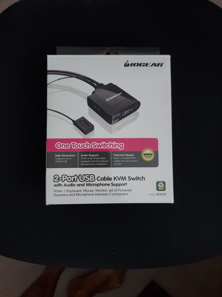 IOGEAR GCS72U 2 Port USB Cable KvM Switch With Audio And Mic Support