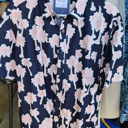 Sunrise Kingdom Mens Dress Shirt, Tropical, X Large, NWOT Black Red