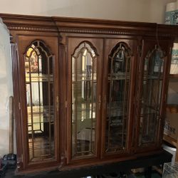 Antique China Cabinet, Coffee Glass Table, Lounge Couch