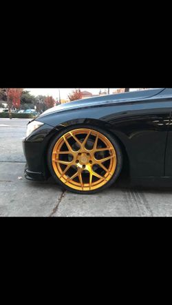 19x8.5/9.5 new machine gold csl style rims new tires for Bmw 335i z4. All new pkg deal. Sample pic