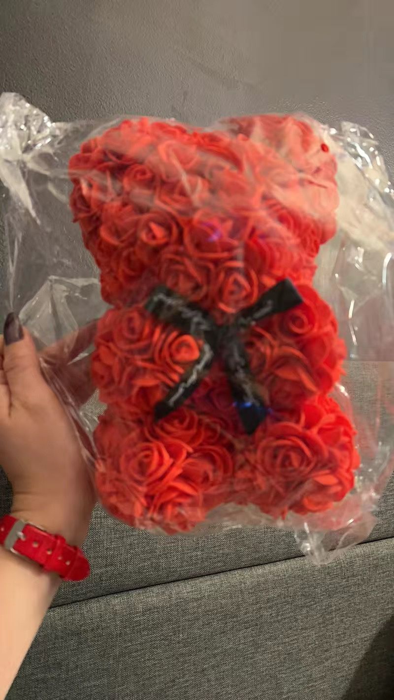 1pc Rose Bear Artificial Foam Flowers Bear Made Of Roses For Valentines Day, Mothers Day, Anniversary, Wedding Gifts 6.69*9.05in