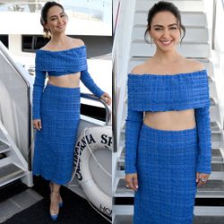 Cult Gaia Trina crop top & Caspara popcorn midi skirt co-ord two-piece set small