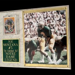 Official Joe Montana 15 x 12 Facsimile Autograph Photo 8 x 10 Commemorative Plaque College Years from the 1970’s.