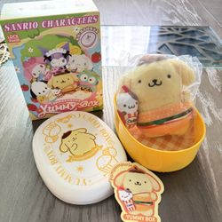 Sanrio Yummy Bento Box + Plush Keychain - Pompompurin