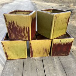 Red/yelllow Square Pots $4 Each 