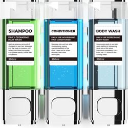 3 in 1 Chamber Wall Mounted Bathroom Shower Pump Dispenser and Organizer-Holds Shampoo, Soap, Conditioner,Body wash, Shower Gel