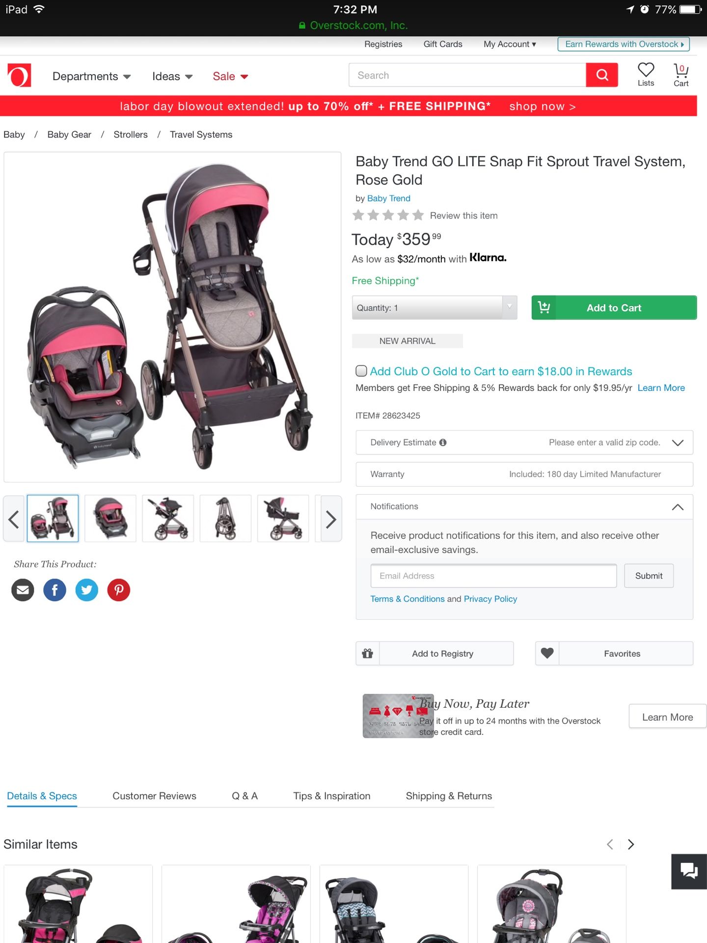 Baby trend go lite snap cheap fit sprout travel system rose gold