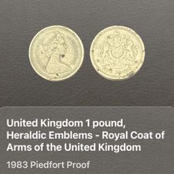 United Kingdom 1 pound, Heraldic Emblems - Royal Coat of Arms of the United Kingdom