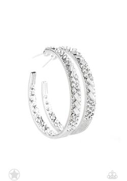 White blockbuster hoop earrings
