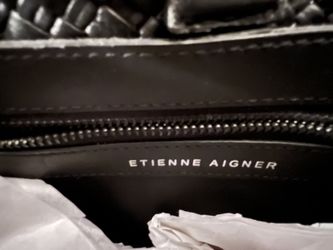 Etienne Aigner Black Leather Woven Tote