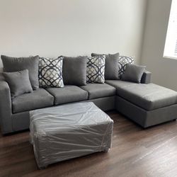 Grey Sectional With Ottoman ‼️new In Stock ‼️