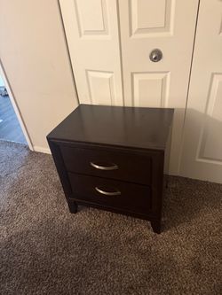 Dark Brown 2-Drawer Nightstand
