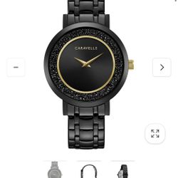 Caravelle by Bulova Women's Black IP Crystal Accent Watch