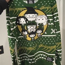 Men’s The Lord of the Rings Characters Christmas Green Holiday Sweater Size Small