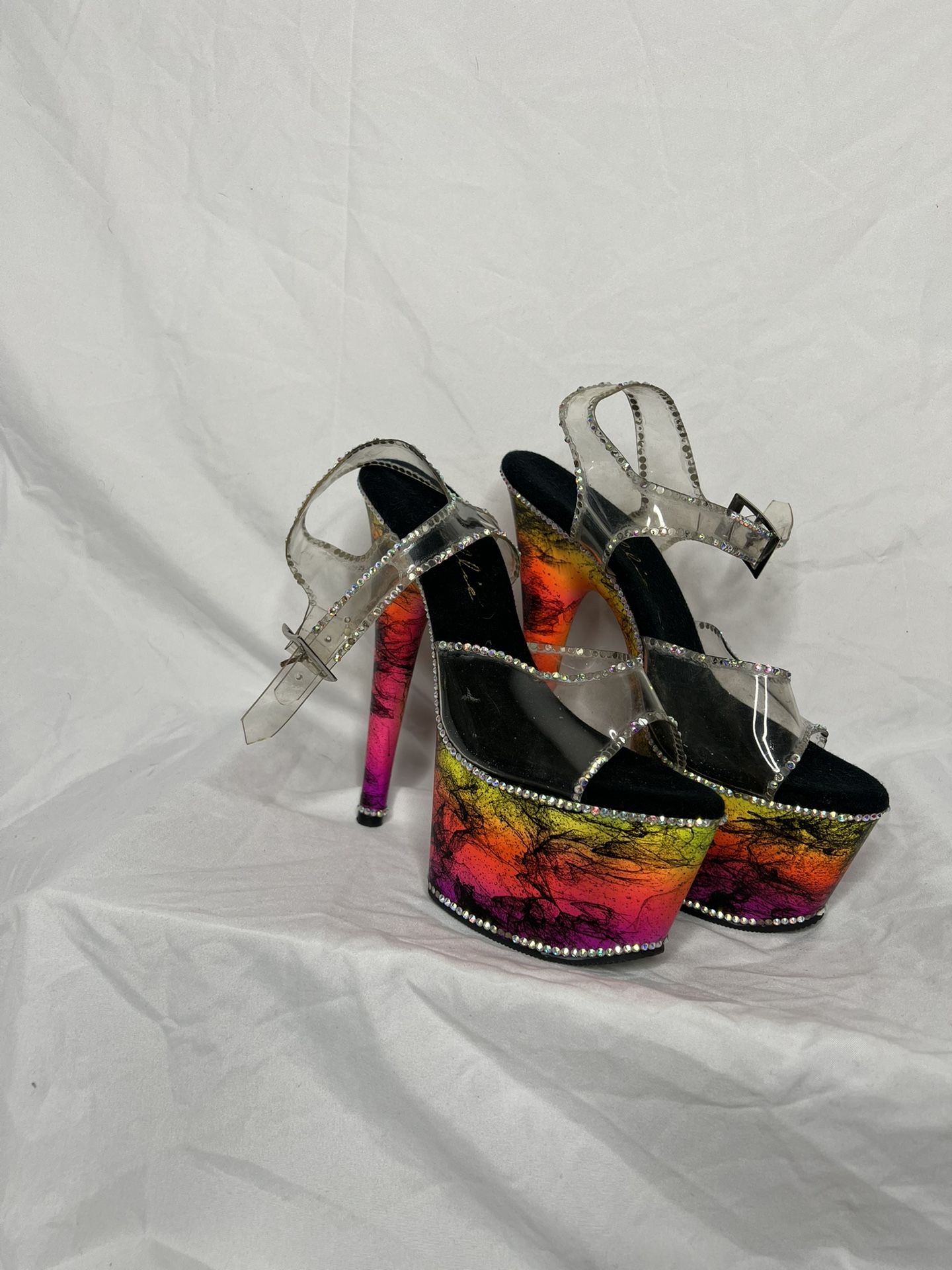 ELLIE 709-ENVIRO Women's Clear Upper Buckle Ankle Strap Platform Stiletto Sandal